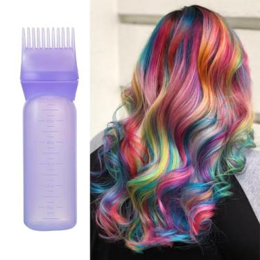 Imagem de Ferramenta de pente aplicador de tinta de cabelo com garrafa, dispensador de coloração de cabelo de precisão para uso DIY e salão, fácil aplicação para tratamento de cabelo e cor, rosa