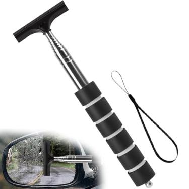 Imagem de Rodo de espelho lateral retrátil para rodo de janela de carro, mini acessórios de espelho retrovisor de aço inoxidável e cabeça de borracha, compacto para visibilidade de dia chuvoso, mini esfregão