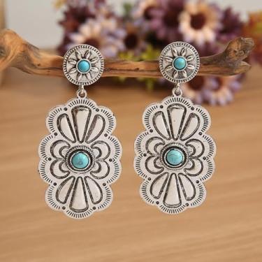 Imagem de Brincos femininos ocidentais cowgirl boho turquesa pingente de gota brinco retrô vintage joia presente