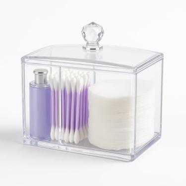 Imagem de Organizador de Algodão e Cotonetes em Acrílico Transparente, Multiuso com Tampa, Porta Algodão para Banheiro