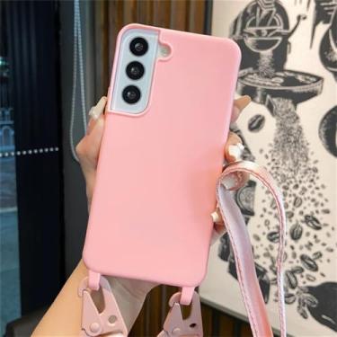 Imagem de Capa de telefone com alça crossbody para Samsung Galaxy S24 S23 S21 Plus Note 20 S22 Ultra S20 FE Funda Silicone Capa TPU macia, rosa, para Samsung S24 Plus