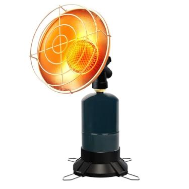 Imagem de Aquecedor portátil de propano para acampamento 6500 BTU pequeno aquecedor de propano com ignição elétrica, válvula de controle, base dobrável nas pernas, caça, carrinho de golfe, pesca no gelo