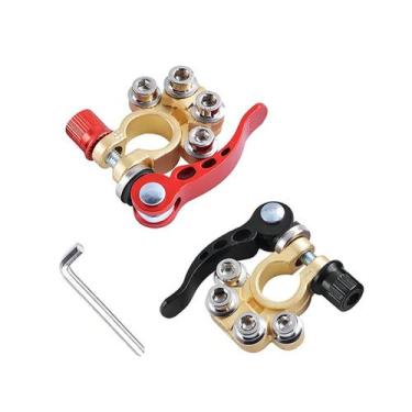 Imagem de Par Conector Terminal Bateria Dourado C/ Engate Rápido Carro - ATMX