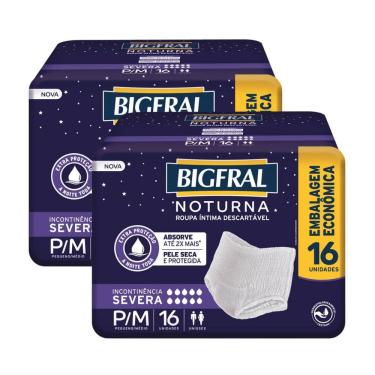 Imagem de Kit 2 Roupa Íntima Descartável  Bigfral Noturna G/XG 16 Unidades Embalagem Econômica