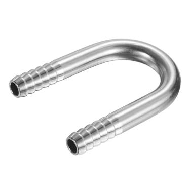 Imagem de PATIKIL Acessórios de farpa de mangueira de 3/8" (10 mm) x 3/8" (10 mm), 1 peça de conector de junta em forma de U de aço inoxidável 304 emenda de metal com encaixe farpado