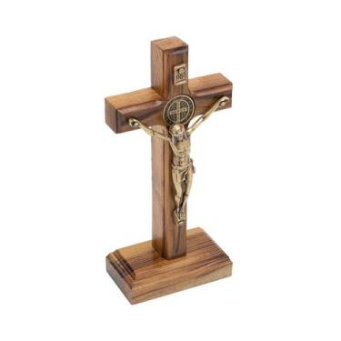 Imagem de Crucifixo Cruz Parede E Mesa Medalha São Bento Pequeno 12 Cm - FORNECE