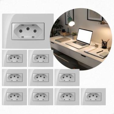 Imagem de Kit C/ 10 Tomada embutir Para Móveis planejados mesa escritório 2p+t B
