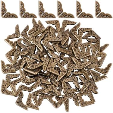 Imagem de CRASPIRE 96 peças de protetores de canto de livro de metal vintage bronze ferro brochura capas decorativas cantos de foto triângulo esculpido para diário, álbuns, cadernos, pasta de arquivos, menus