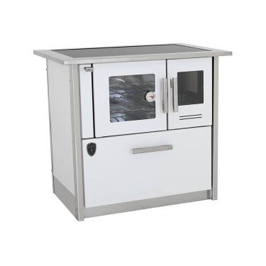 Imagem de Fogão A Lenha Eclipse Esquerdo Branco Chapa Vitroceramica N2