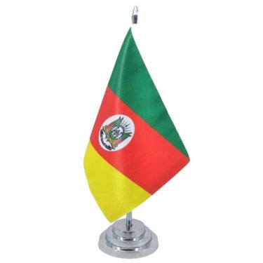 Imagem de Bandeira Mesa Dupla Face Rio Grande Do Sul Mastro 29 Alt. Cetim