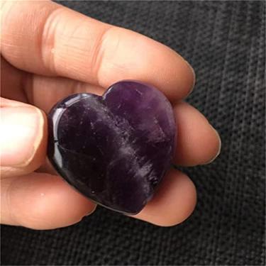 Imagem de URMIBDAI Decoração de casa cheia de textura, cristal coração quartzo natural pedras preciosas feitas à mão para presentes, cristal natural (cor: Ametista de sonho, tamanho: 30 mm)