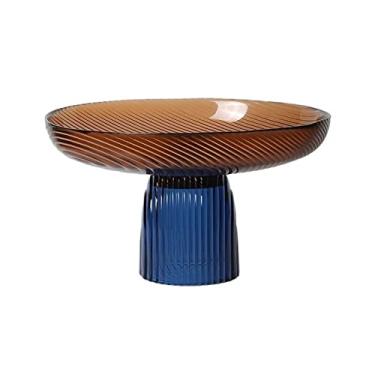 Imagem de Cesta de frutas de alta qualidade luz luxo prato de frutas decoração casa mesa de centro mesa lanche bandeja de doces tigela de frutas estilo minimalista moderno prato de frutas (cor: azul, tamanho