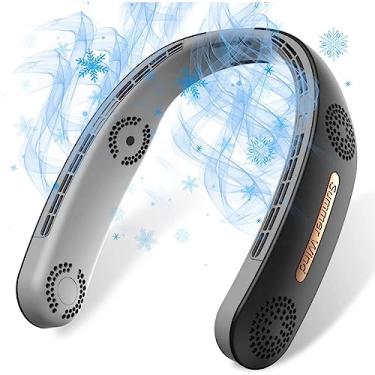 Imagem de YWangQiang Ventilador de pescoço, ventilador portátil de pescoço de 6000 Mah, fluxo de ar de resfriamento de 360°, ventilador de pescoço sem lâmina, recarregável por USB com ajuste de 3 velocidades