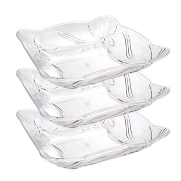 Imagem de Kit Travessa Acrílico Servir Bolos Doces Sobremesas Bandeja Frutas Fruteira Luna Dubai (Dubai | Kit 3, G)