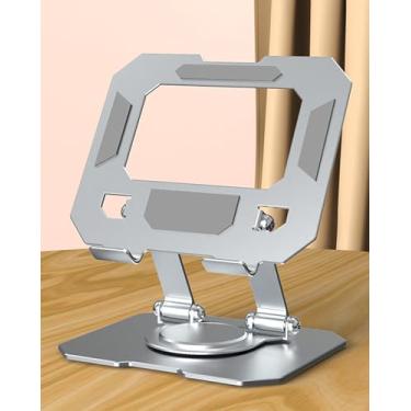 Imagem de Suporte de tablet para mesa, suporte ajustável de rotação de 360°, suporte dobrável de alumínio para tablet iPad Pro, Air, Mini/Samsung Galaxy Tabs e mais (4 a 13 polegadas) (prata)