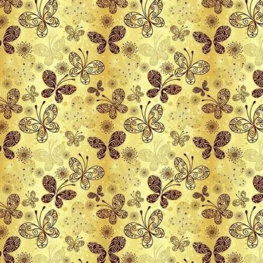 Imagem de Papel De Parede Amarelo Dourado Borboleta Autocolante Quarto - LRP