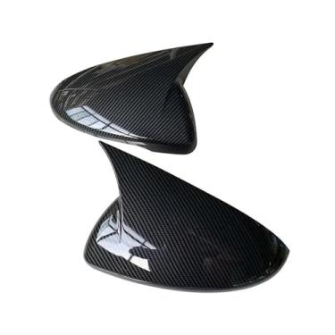 Imagem de Capa de espelho retrovisor de porta lateral de carroceria ABS coberta com padrão de fibra de carbono compatível com KIA Ceed SW GT Line 2018-2022
