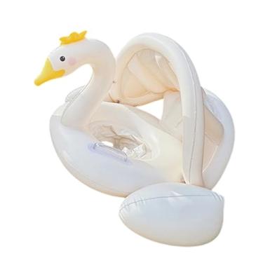 Imagem de Boia de piscina para adultos – Boia de piscina inflável com dossel para crianças, de natação seguro dobrável para festas de lagos, quintais e famílias de rios