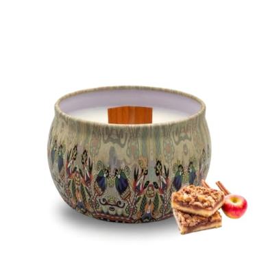 Imagem de Vela Aromatica, Luxo 130g Baunilha, Lavanda, Capim Limão, Alecrim, Maça e Canela Pavio Madeira, 8.5×8.5×6.5cm(TORTA DE MAÇÃ - DELÍCIA)