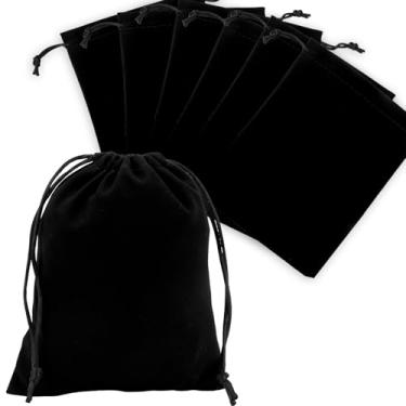 Imagem de Sacos de presente de veludo com cordão, 20 peças, bolsas de joias de veludo preto, 12 x 15 cm, bolsas de joias com cordão, pequenos sacos de armazenamento de tecido de veludo, para embrulhar presentes