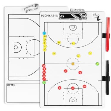 Imagem de HIGHRAZON Prancheta Magnética Para Treinadores De Basquete, Quadro Branco Para Treinadores Com Apagamento A Seco Frente E Verso, Quadro Branco Tático Com Adesivo Magnético Colorido E 2 Marcadores Pa