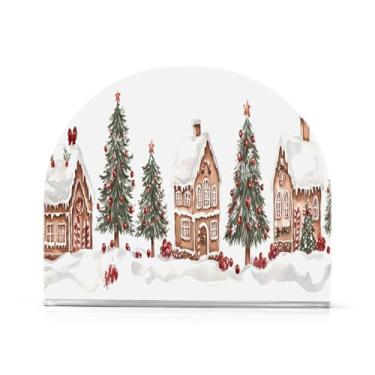 Imagem de Wassud Porta-guardanapos de acrílico para casa de pão de gengibre, dispensador de guardanapo de papel moderno em forma de U para mesa, cozinha, sala de jantar, bancada 1 peça (comporta 50-60