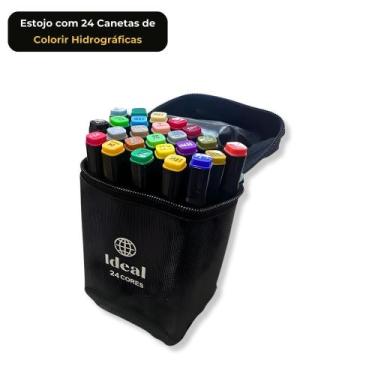 Imagem de Estojo Organizador com Canetinhas Coloridas Hidrográficas com Zíper Tr