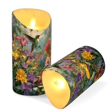 Imagem de ATTX Pacote com 2 velas sem chama preenchidas com jardim – 7,6 cm x 15 cm com controle remoto e temporizador para decoração de casa, casamento, acampamento #129