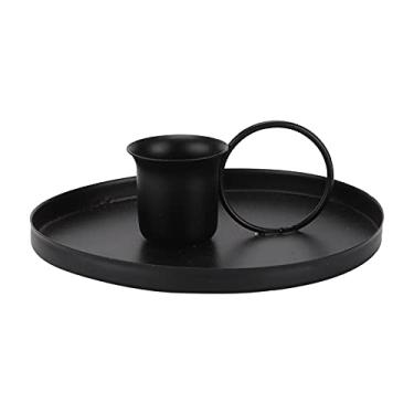Imagem de RiToEasysports Titular de Vela de Ferro Forjado Artístico, Base de Apoio Sólido para Velas, Design Antigo para Soleiras de Janelas, Decorações de Mesa, Matt Black (Preto)