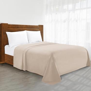 Imagem de Lençol plano luxuoso na Amazon elegante, confortável, sem rugas, 1500 fios, qualidade egípcia, 1 peça, tamanho grande, creme
