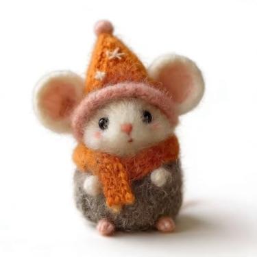 Imagem de Mouse de feltro de Natal de luxo | Ornamento de lã feito à mão, enfeites de feltro de animais para pendurar em casa, estatuetas exclusivas para pendurar em árvore de Natal e presentes de meias (E)