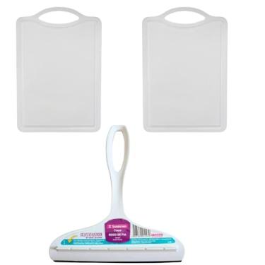 Imagem de Kit 1 Rodo de pia Branco e 2 Tábua de corte Branco