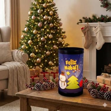 Imagem de Luminária Feliz Natal Luciano Martins – Polipropileno Impresso, Bivolt, 27 cm, Cabo 1,8 m com Interruptor, Iluminação Suave Decorativa
