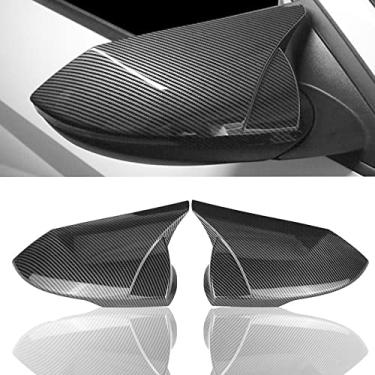 Imagem de Adequado para Hyundai Elantra 2021-2023 tampas de proteção de espelho retrovisor lateral do carro 2 peças estilo fibra de carbono