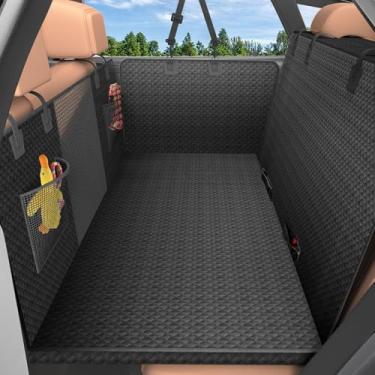 Imagem de Aulase Capa de assento de carro para cachorro para banco traseiro, extensor de assento traseiro rígido impermeável para cães, tecido Oxford durável fácil de limpar, rede resistente para cães SUV