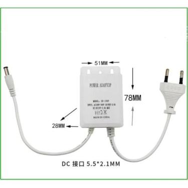 Imagem de Adaptador De Energia À Prova d'Água EU DC12V 2A Para Câmeras De Vigilâ