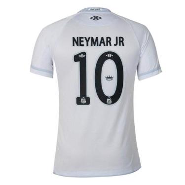 Imagem de Camisa Santos I 25/26 Neymar N 10 Jogador Umbro Masculina, Branco+Cinz