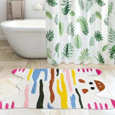 Imagem de Lacomfy Tapete de zebra arco-íris de 6 x 1,5 m, tapete de banho infantil listrado para quarto, banheiro, sala de jogos, sala de estar, tema de vida selvagem tropical, absorção de água, tapete lavável