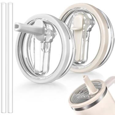 Imagem de ANTAND Pacote com 2 tampas de substituição à prova de vazamento 1,134 g para acessórios Stanley Cup, tampas à prova de vazamento para Stanley Quencher H2.0, capa de canudo à prova de poeira para copos