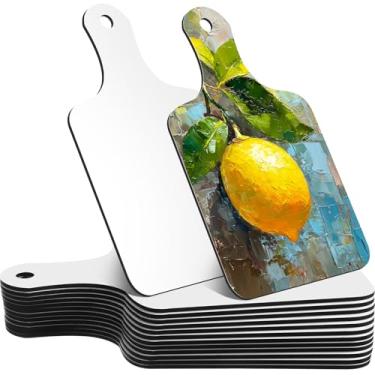 Imagem de Patelai 12 peças de placa de corte por sublimação 15 x 29 cm tábua de cortar sublimação artesanato com alça folha de transferência térmica faça você mesmo para decoração de casa e cozinha