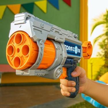 Imagem de Pistola Lança Dardos de Brinquedo com 8 Dardos de Espuma e 3 Alvos, Sortida, Plástico, 24x6x15cm, para Crianças Acima de 6 Anos