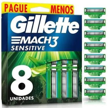 Imagem de Gillette Mach3 Sensitive carga de barbeador 8 unidades - sem marca