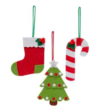 Imagem de Fun Express Ornamentos de feltro de bengala doce, árvore e meia de 12 cm, 12 peças