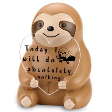 Imagem de EFFJNSG Sloth Figurine with Today, I Will Do Absolutely Nothing Heart Plaque, Funny Motivational Desk Decor, Resin Collectible for Relaxation and Stress Relief, Office Gift Idea ES049