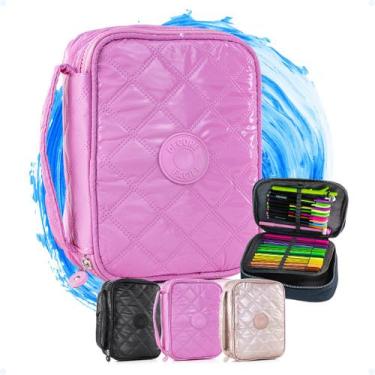 Imagem de Estojo Grande Feminino Compartimentos C/ Elásticos Box Jumbo - Hxt, Ro