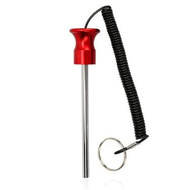 Imagem de equlup Pino seletor de pilha de peso, 8 x 125 mm, pino de pilha de peso para academia, universal, fitness, alumínio, para treinamento de força (vermelho)