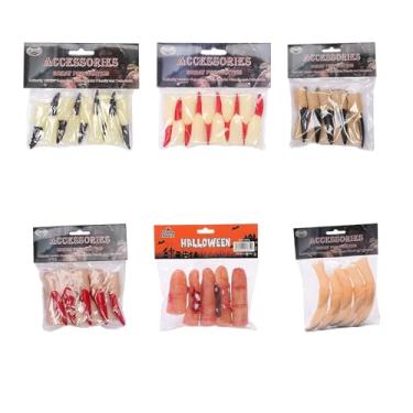 Imagem de Ainoli 10 peças conjunto de dedos falsos de Halloween assustadores unhas de bruxas para cosplay festa brinquedos de pegadinha para festivais de festa de Halloween adereços