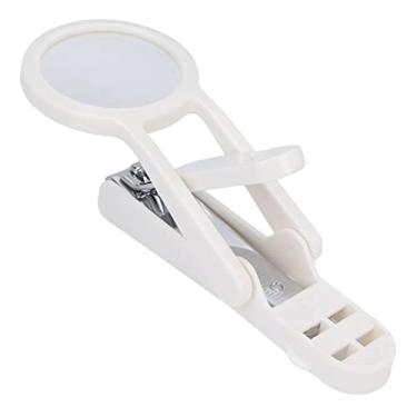 Imagem de Cryfokt Lupa Cortador de Unhas de Aço Inoxidável para Fácil Corte de Unhas Com Visão Clara para Idosos, 1 X Cortador de (Branco)