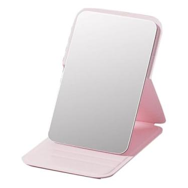 Imagem de Espelho dobrável compacto, pequeno espelho de maquiagem portátil de 9,9 cm para bolsa de bolso, mini espelhos dobráveis de tamanho de viagem com suporte para mesa, espelhos portáteis