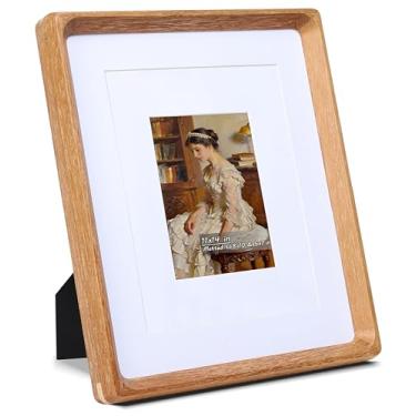 Imagem de Gdfmsc Porta-retrato de 28 x 35 cm com tapete para 13 x 19 x 25 cm, madeira teca natural dos EUA, canto arredondado feito à mão com vidro verdadeiro, moldura de parede e mesa para galeria de fotos